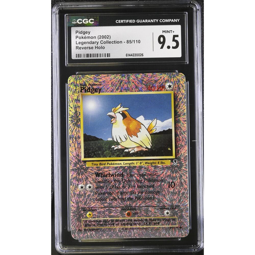 CGC 9.5 MINT+ Pidgey 85/110 Legendary Collection Reverse Holo Foil Fireworks
